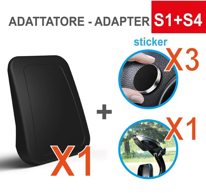 Case4Mask with N° 3 S1 Sticker Adapters  + N° 1 S4 Suction Cup Adapter